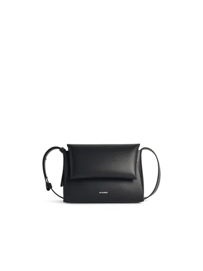 Jil Sander Small 'messenger' Black Lear Bag