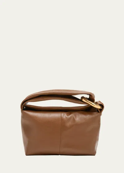 Jil Sander Small Ring Calfskin Top-handle Bag In Brown