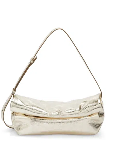 Jil Sander Small Rollup Leather Shoulder Bag In Gold