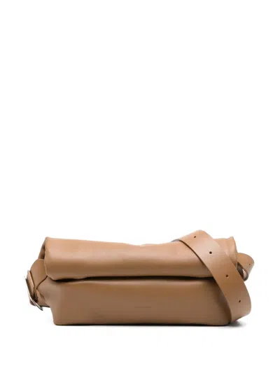 Jil Sander Small Rollup Shoulder Bag In Brown