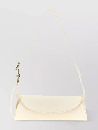 Jil Sander Small Shoulder Bag With Adjustable Strap And Metal Buckle In White