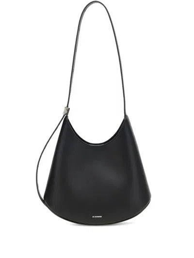 Jil Sander Small Shoulder Handbag In 100% Bovine Leather In Black