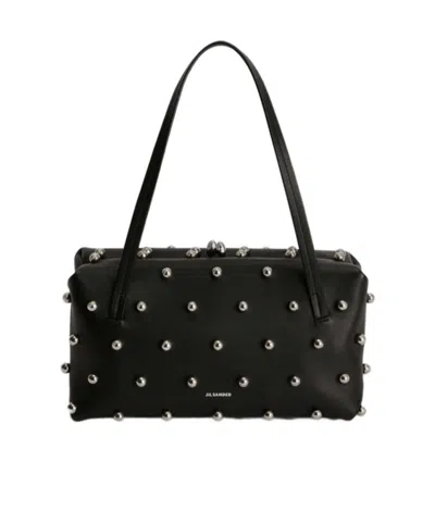 Jil Sander Small-sized Leather Shoulder Bag In Black