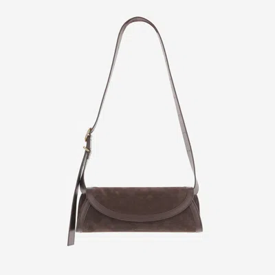 Jil Sander Small Suede Cannolo Bag In Brown