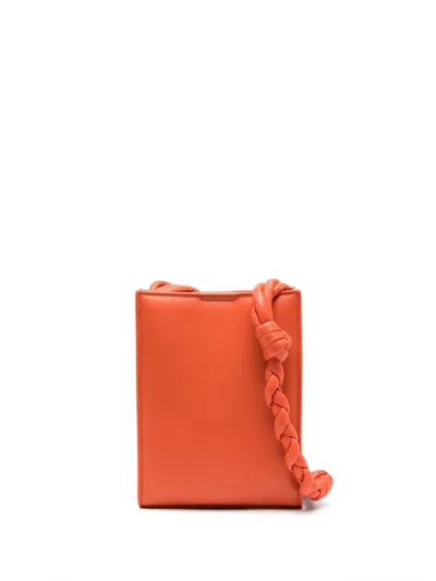 Jil Sander Small Tangle Leather Crossbody Bag In Orange