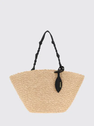 Jil Sander Small Tangle Raffia Tote Bag With Braided Handle In Brown