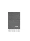 Jil Sander Rectangular Scarf Fringe Detail Versatile Accessory In Gray