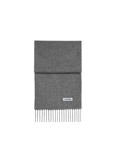 Jil Sander Small Wool Scarf In Gray
