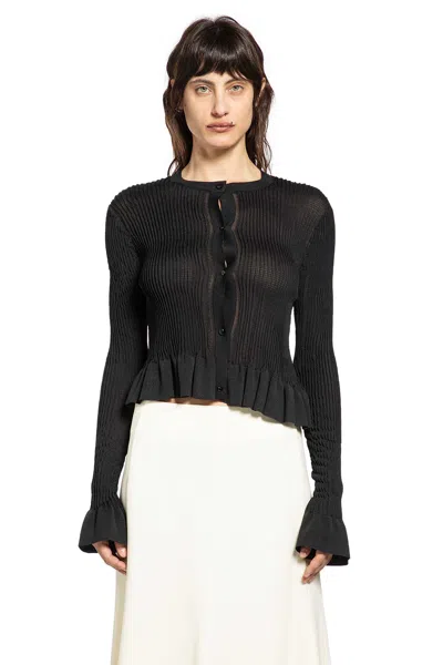 Jil Sander Smocked Cardigan In Black