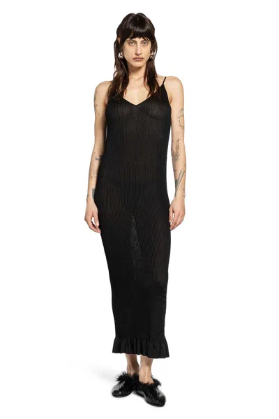 Jil Sander Smocked Slip Dress In Black