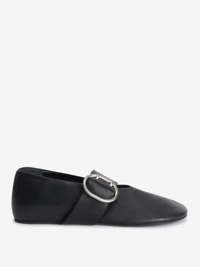 Jil Sander Smooth Leather Ballerinas In Black