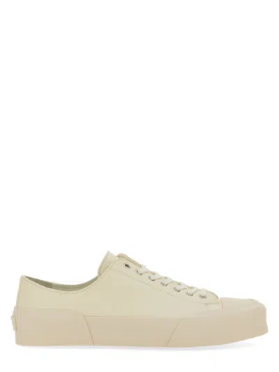 Jil Sander Smooth Leather Low Sneakers In Neutrals