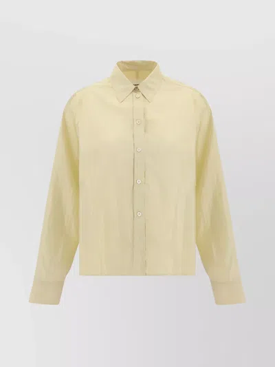 Jil Sander Smooth Satin Collar Shirt In Yellow