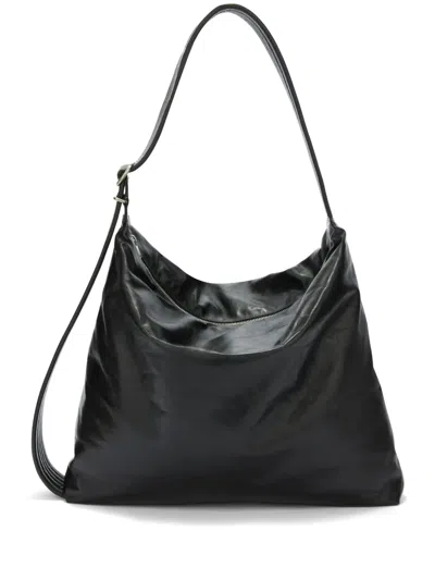Jil Sander Smoothing Finish Leather Shoulder Bag In Black