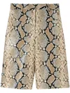 Jil Sander Python-effect Leather Bermuda Shorts In Beige