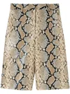 Jil Sander Python-effect Leather Bermuda Shorts In Tan