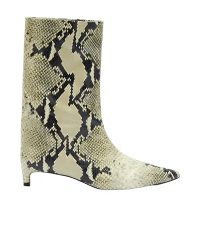 Jil Sander Snake-print Leather Ankle Boots In Nude