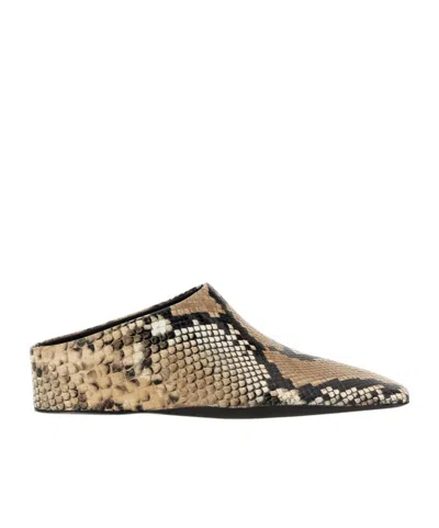 Jil Sander Snakeskin-effect Leather Mules In Nude