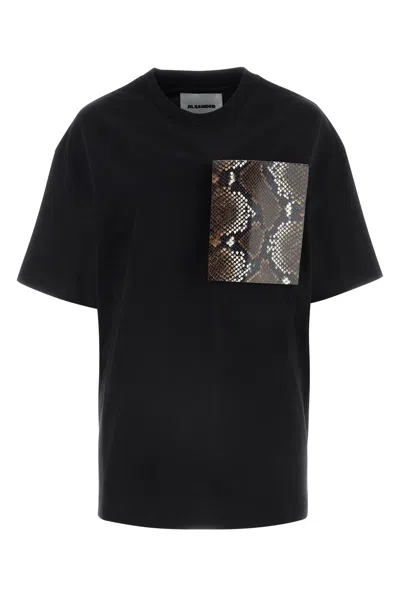Jil Sander Snakeskin Pocket Crewneck T-shirt In Black
