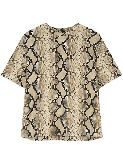 Jil Sander Snakeskin-print Cotton T-shirt In Animalier