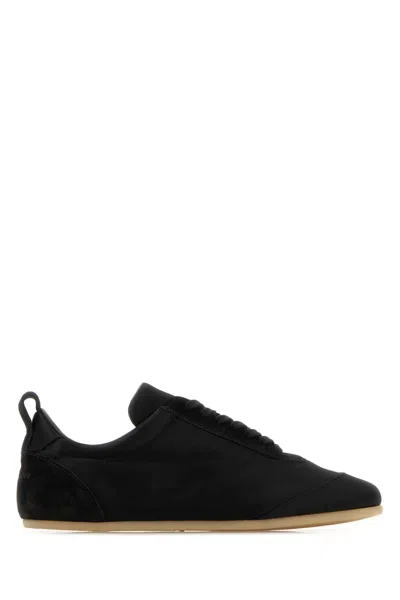 Jil Sander Velvet Suede Etage Low Top Sneakers In Black