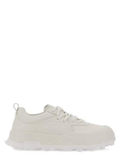 Jil Sander Orb Lace-up Leather Sneakers In White