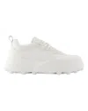 Jil Sander Orb White Low Top Sneakers With Cleated Sole In Leather In White
