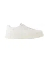 Jil Sander Light Beige Leather Chunky Rubber Platform Sole Sneaker In Beige