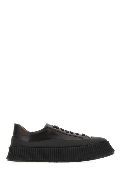 Jil Sander Leather Platform Sneakers In 001