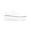 Jil Sander White Low-top Sneakers With Platform And Tonal Heel Tab In Leather In Beige