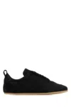 Jil Sander Satin And Suede Low-top Sneakers In Black