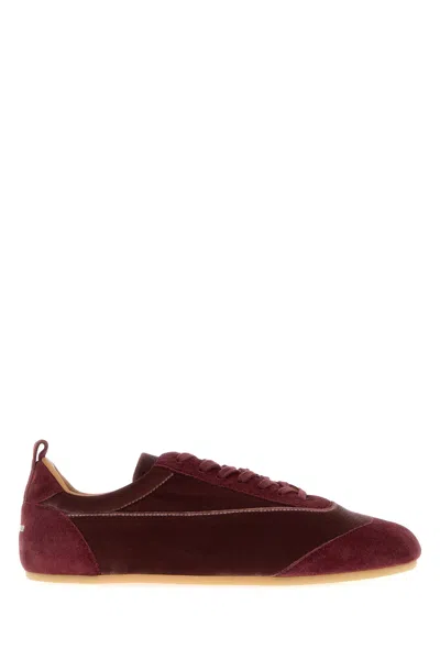 Jil Sander Tyrian Purple Velvet And Suede Etage Sneakers In Burgundy