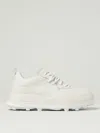 Jil Sander Orb White Low Top Sneakers With Cleated Sole In Leather In White