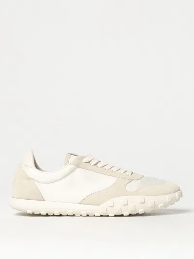 Jil Sander Two-tone Fabric And Suede Sneakers In Weiss