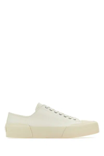 Jil Sander Calf Leather Lace-up Sneakers In Cream
