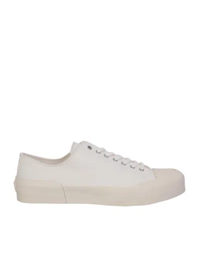 Jil Sander White Lace-up Low Top Trainers In Canvas Man In Multi