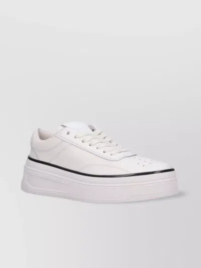 Jil Sander Sneakers With Cushioned Collar And Perforated Detailing In Neutrals