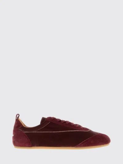 Jil Sander Etage Velvet And Suede Sneaker In Burgundy