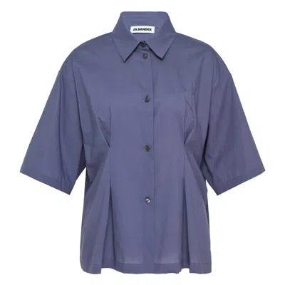 Jil Sander Soft Cotton Short Sleeve Shirt In Blue