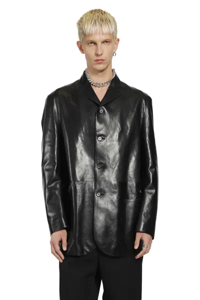 Jil Sander Soft Leather Jacket In Black