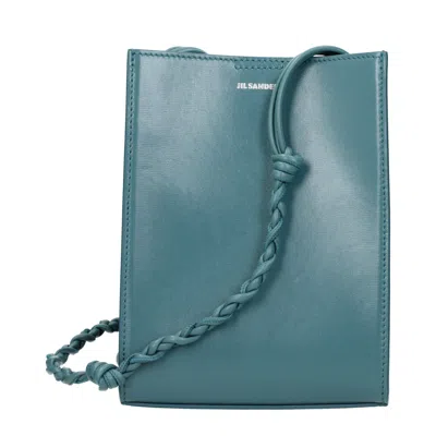 Jil Sander Soft Leather With Braided Strap Crossbody Bag In Green