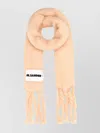 Jil Sander Soft Mohair Blend Scarf With Fringed Ends In Neutral