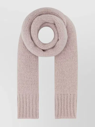 Jil Sander Soft Mohair Blend Scarf With Knit Texture In Pink