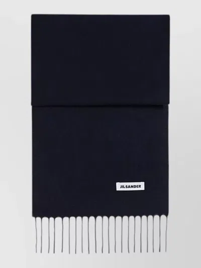Jil Sander Soft Scarf Featuring Delicate Fringed Edges In Blue