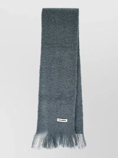 Jil Sander Soft Texture Scarf Fringed Edges Design In Gray
