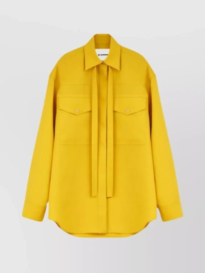 Jil Sander Soft Wool Pussybow Blouse In Yellow