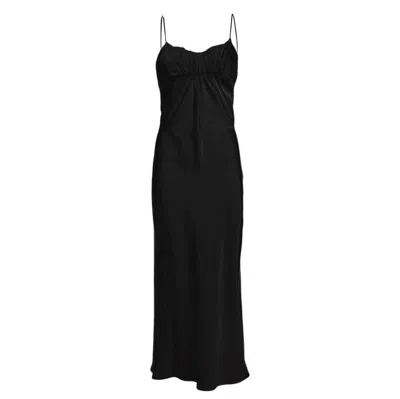 Jil Sander Black Viscose Satin Midi Slip Dress