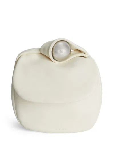 Jil Sander Sphere Clutch Bag In White