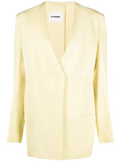 Jil Sander Fluid Twill Open Back Blazer In Yellow