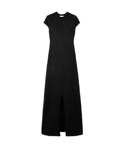 Jil Sander Wool, Mohair And Silk-blend Maxi Dress In Black